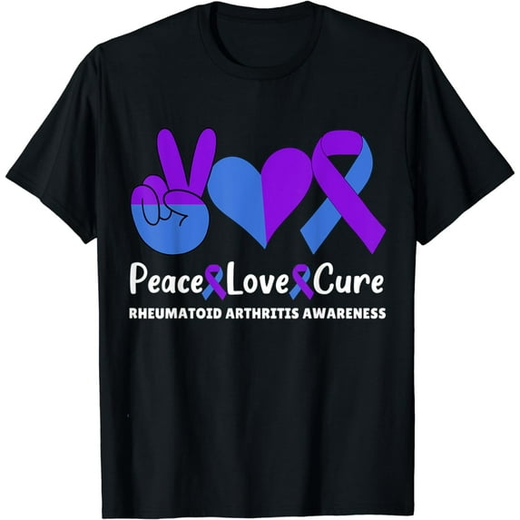 Peace Love Cure Rheumatoid Arthritis Awareness RA Support T-Shirt