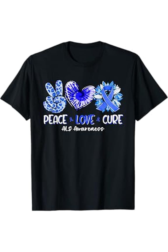 Peace Love Cure Sunflower ALS Awareness T-Shirt