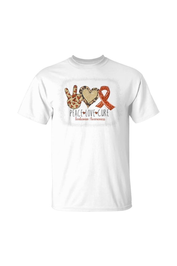 Peace Love Cure Wear Orange For Leukemia Awareness Support TShirt