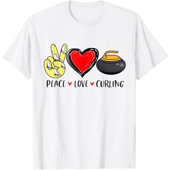 Peace Love Curling Sports Team Curling Winter Lover T-Shirt mens t shirt，white，women，funny，misfits，men，journey