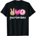 thumbnail image 1 of Peace Love Dance Leopard Print Mom Women Girls Dancing T-Shirt Black X-Large, 1 of 4