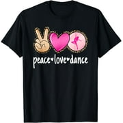 Peace Love Dance Leopard Print Mom Women Girls Dancing T-Shirt