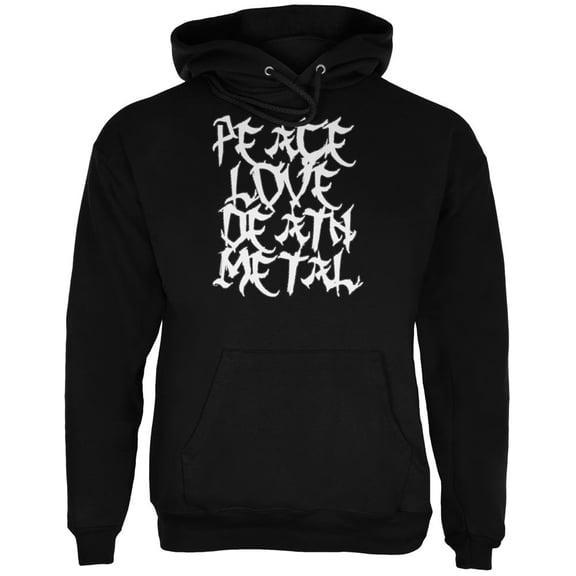 Peace Love Death Metal Black Adult Hoodie - Large