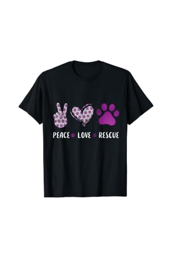 Peace Love Dog Cat Rescue Pets Vet Tech Retro Style T-Shirt, Unisex T-Shirt