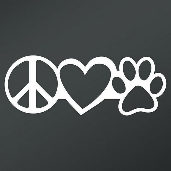 Peace Love Dog Paw Vinyl Decal Sticker | Cars Trucks Vans Walls Laptops Cups | White | 7.5 X 2.8 Inch | KCD1669
