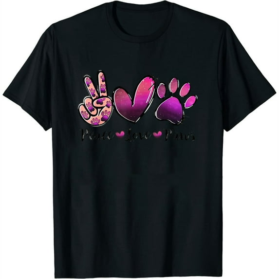 Peace Love Dogs Puppy Paw Lovers Animal Rescue Tie Dye Women T-Shirt Black Small