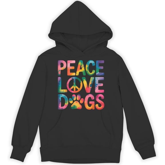 Peace Love Dogs Retro Hippie Funny Dog Lover Sarcastic Pet Owner Graphic Gift Hoodie, for men & women, up to size 5XL