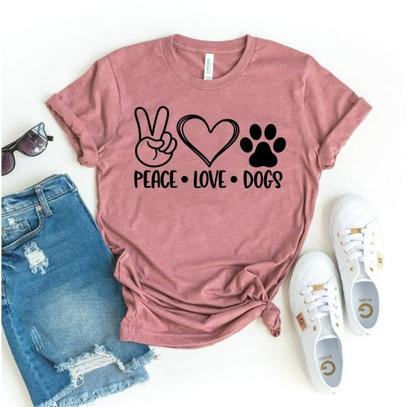 Peace Love Dogs T-shirt Paw Owner Shirts Fur Mom Tshirt Rescue Gift Adoption Top Women's Puppy Shirt Birthday Tee