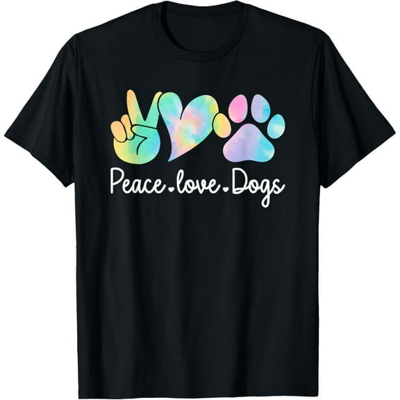 t-shirt Peace Love Dogs Tie Dye Dog Lover Rescue Puppy T-ShirtMen and women can wear, black T-shirts, gifts. Age: M,L，XL 2XL, 3XL, 4XL