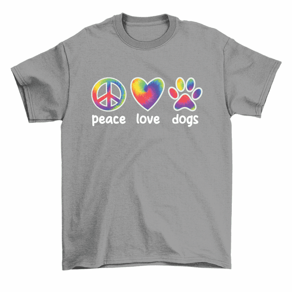 Peace Love Dogs Tie Dye Peace Symbol Heart Puppy Paw T-Shirt Men Women