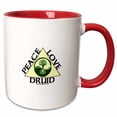 thumbnail image 1 of 3drose, Peace Love Druid, 11oz Two-tone Red Mug, 1 of 6
