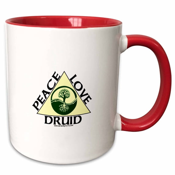 3drose, Peace Love Druid, 11oz Two-tone Red Mug