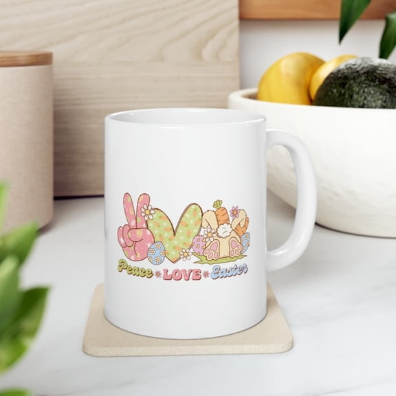 Peace, Love, Easter, Easter Day Gift, Spring Mug, Easter Eggs, Cute Easter . Funny Easter , Housewarming Gift, Coffee Mug, Easter