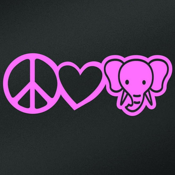 Peace Love Elephants Vinyl Decal Sticker | Cars Trucks Vans Walls Laptops Cups | Pink | 7.5 X 2.7 Inch | KCD1630P