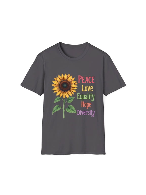 Peace Love Equality Love Diversity Sunflower Graphic T-Shirt