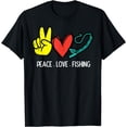 thumbnail image 1 of Peace Love Fishing Fisherman Angler Women Men Kids Boys Girl T-Shirt, 1 of 4