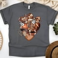 thumbnail image 1 of Peace Love Football Shirt | Cute Bow and Helmet Game Day Tee, Dark Heather, Size M, 1 of 6