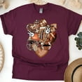 thumbnail image 1 of Peace Love Football Shirt | Cute Bow and Helmet Game Day Tee, Maroon, Size 3XL, 1 of 6