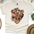 thumbnail image 1 of Peace Love Football Shirt | Cute Bow and Helmet Game Day Tee, Natural, Size M, 1 of 6