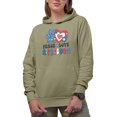 thumbnail image 1 of Peace, Love & Freedom, 90s Retro 4th of July Art Merch Gift, Sand Hooded Sweatshirt or Hoodie, Large, 1 of 5
