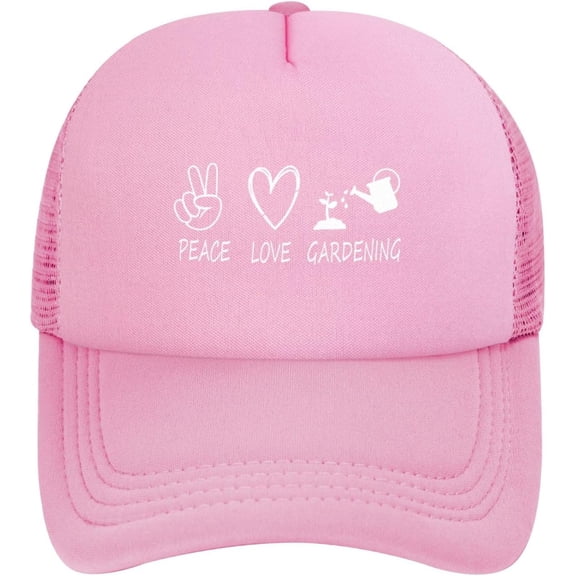 Peace Love Gardening Mesh Hats Foam Trucker Hat Snapback Adjustable Size