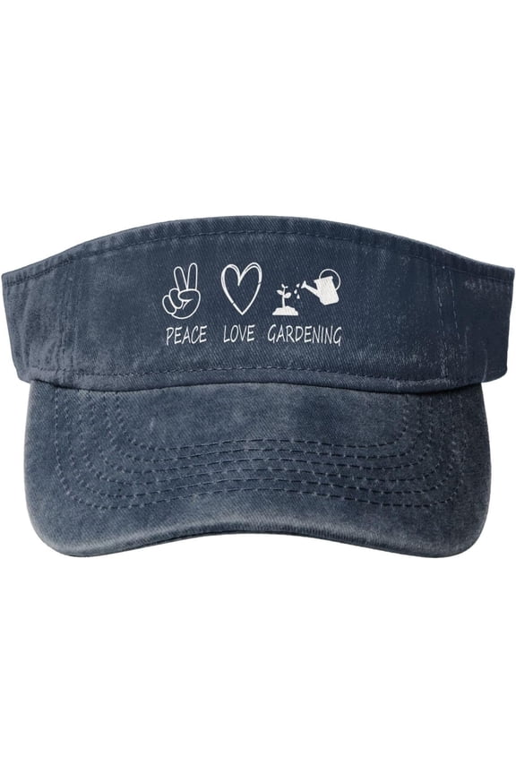 Peace Love Gardening Sport Sun Visor Hats Cotton Empty Top Cap for Running Golf