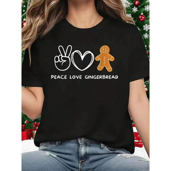 Peace, Love Gingerbread Retro Gingerbread Lover T-Shirt