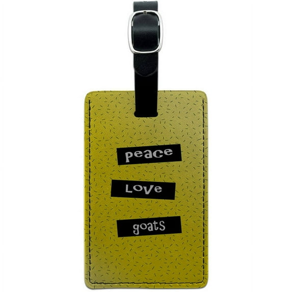 Peace Love Goats Leather Luggage ID Tag Suitcase Carry-On