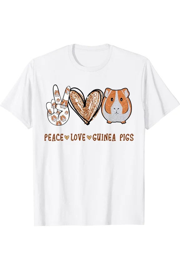 Peace Love Guinea Pigs Cute Pet Animal Lover Graphic Apparel Unisex T-Shirt ,up to size 5XL