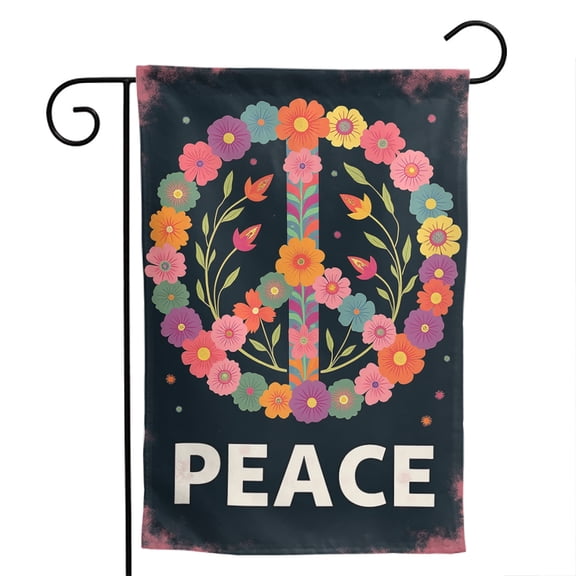 Peace Love Guitar Dove Polyester Garden Flag 12.5x18 Inch - Double-Sided Music Art Outdoor Welcome Banner