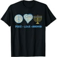 thumbnail image 1 of Peace Love Hanukkah Jewish Holiday Menorah for Women T-ShirtMen and women, Black T-shirt, size: Extra large, 1 of 4