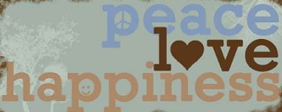 Peace Love Happiness - Blue Canvas Art - Anna Quach (24 x 48)