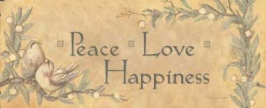 Peace Love Happiness Canvas Art - Stephanie Marrott (10 x 20)