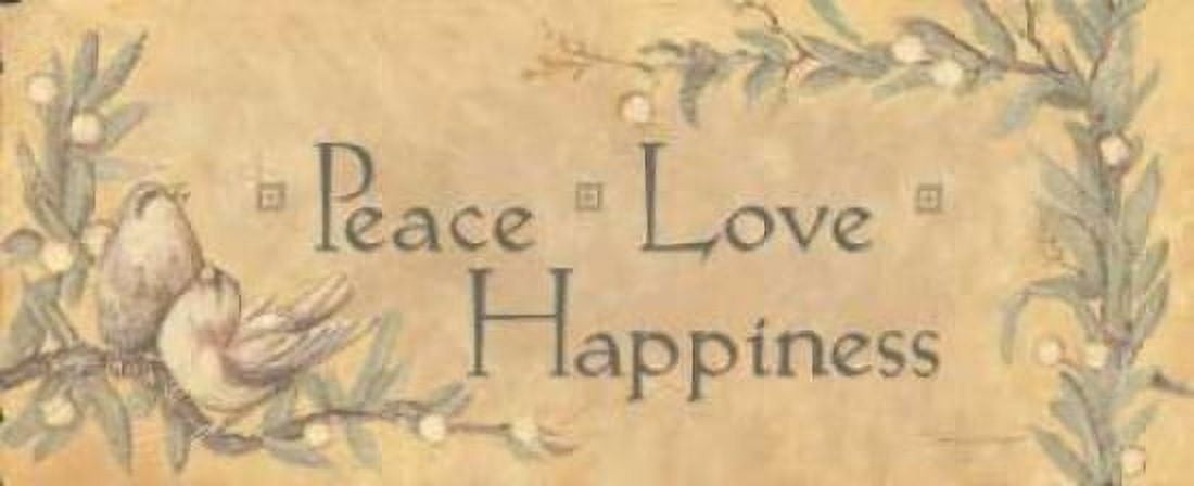 Peace Love Happiness Canvas Art - Stephanie Marrott (24 x 48)
