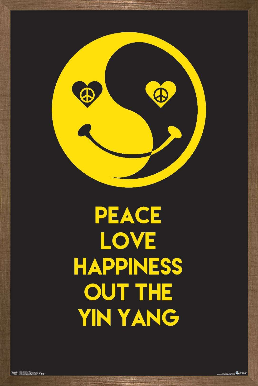 Peace Love Happy Wall Poster, 14.725" x 22.375", Framed