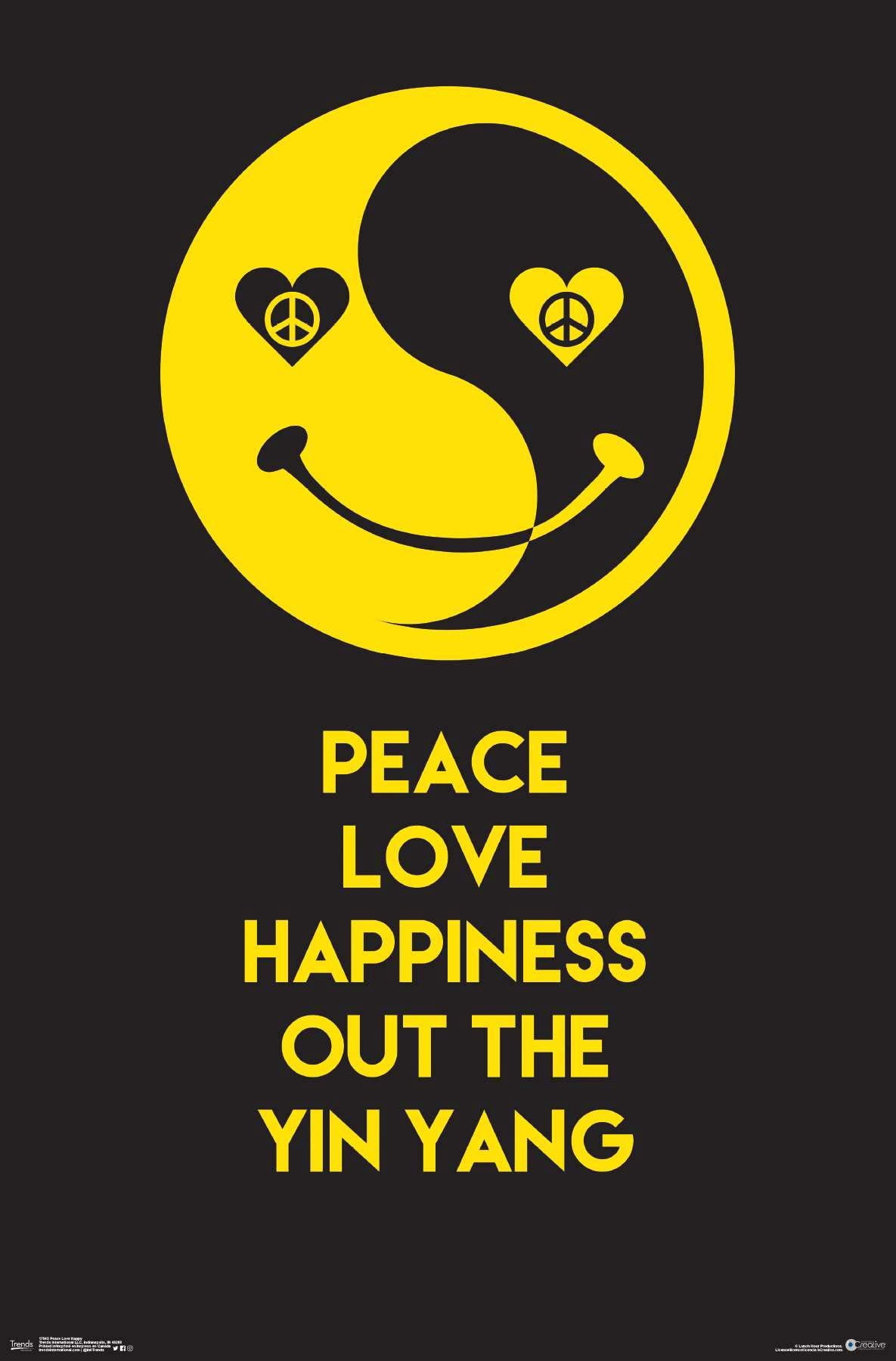 Peace Love Happy Wall Poster, 14.725" x 22.375"