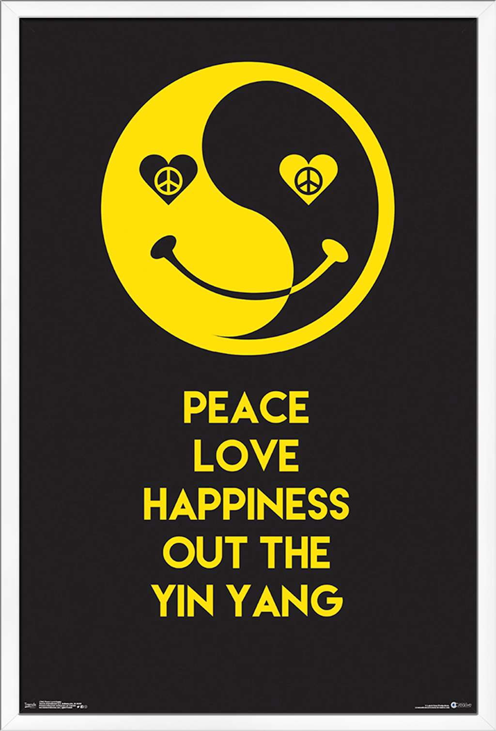Peace Love Happy Wall Poster, 22.375" x 34", Framed
