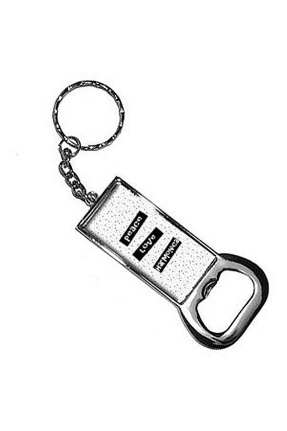 Peace Love Harmonica Keychain Key Chain Ring Bottle Bottlecap Opener