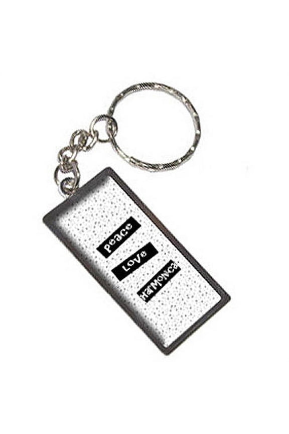 Peace Love Harmonica Keychain Key Chain Ring