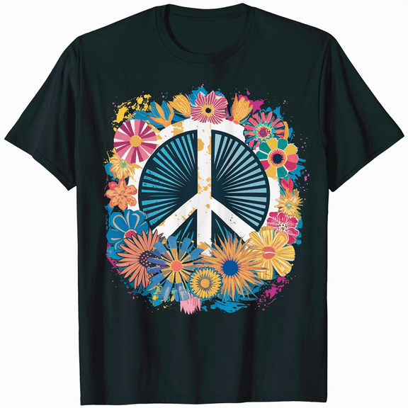 Peace Love Harmony T-Shirt Men's Retro Hippie Graphic Tee Top