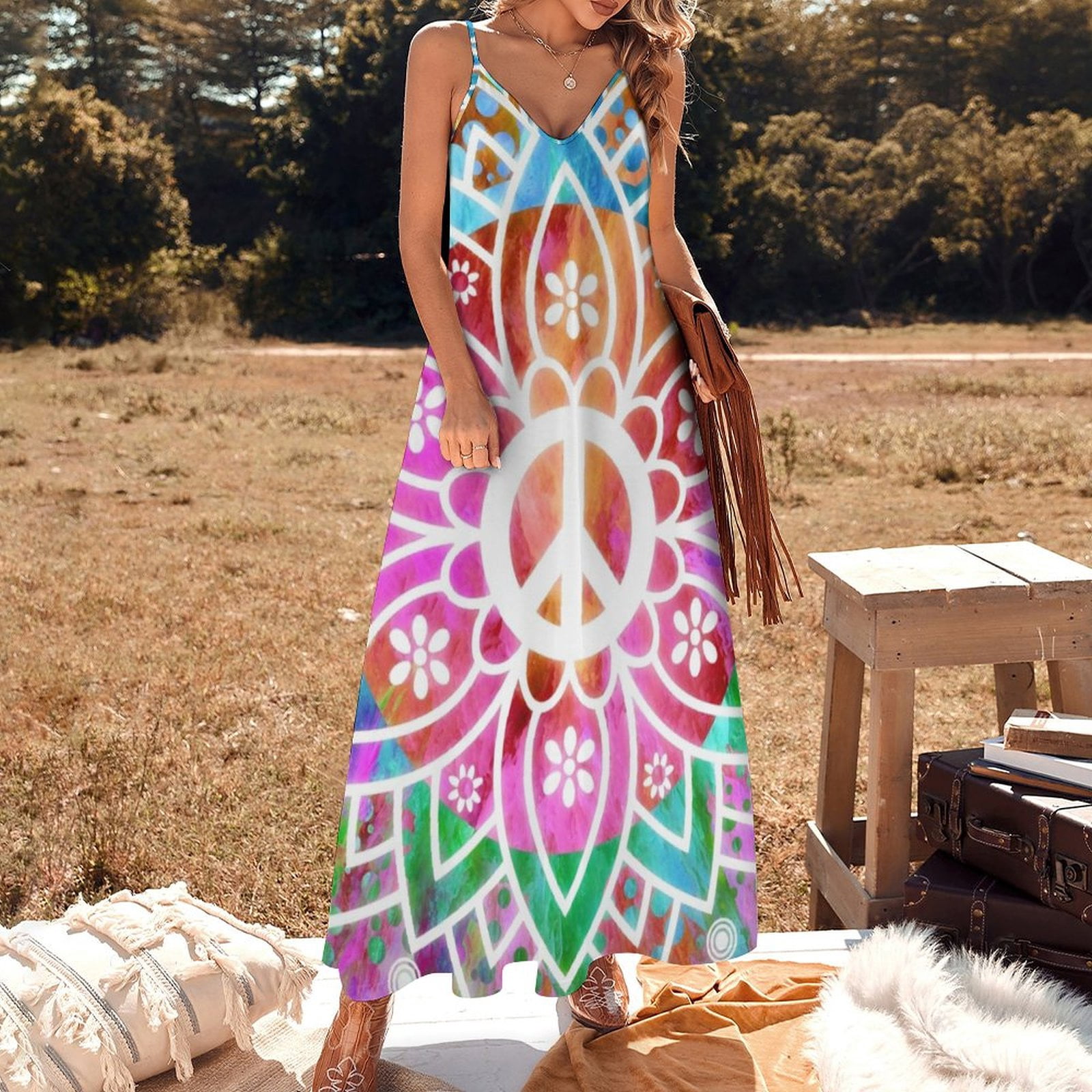 Peace & Love / Hippie Festival Peace Sign Flower Sleeveless Dress Dresses gala long dress women - Walmart.com Peace & Love / Hippie Festival Peace Sign Flower Sleeveless Dress Dresses gala long dress women - Walmart.com