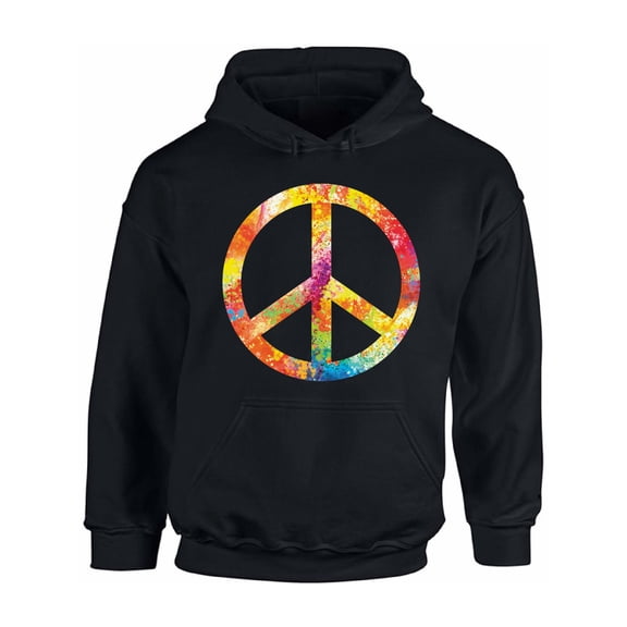Peace Love Hippie Hoodie for Men Women Colorful Botanical 70s 80s Unisex Hooded Sweatshirt Retro Outfit