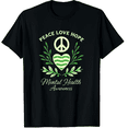 thumbnail image 1 of Peace Love Hope Peace Sign Hand Mental Health Awareness Graphic Black T-Shirt for Men and Women, 1 of 4