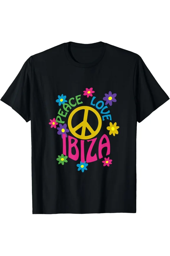 Peace Love Ibiza Tropical Vacation Summer Beach Party Graphic Style Unisex T-Shirt, S-5XL
