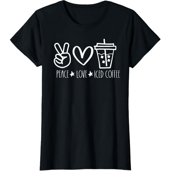 Peace Love Iced Coffee for Summer Humor Quote T-Shirt100%cotton