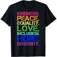 thumbnail image 1 of Peace Love Inclusion Equality Diversity Human Rights T-ShirtMen and women, White Black T-shirt, size: Extra large S-1653XL, 1 of 4