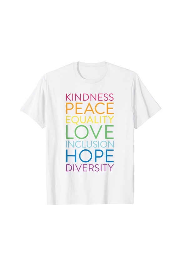 Peace Love Inclusion Equality Diversity Human Rights White T-Shirt Short Sleeve Tee