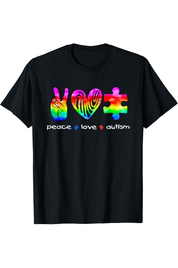 Peace Love Infinity Symbol Autism Day Men Women Kids T-Shirt T-Shirt men and women can wear, black, white, gifts
