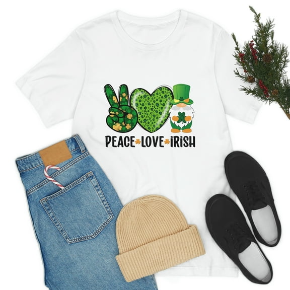 Peace Love Irish Gnome Unisex Jersey Short Sleeve Tee