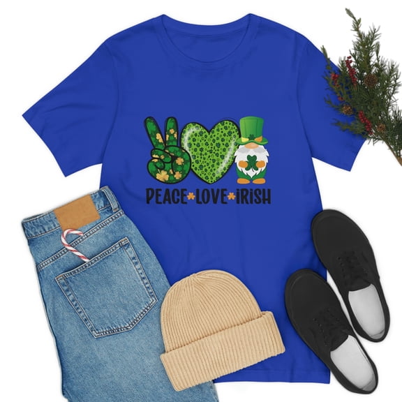 Peace Love Irish Gnome Unisex Jersey Short Sleeve Tee